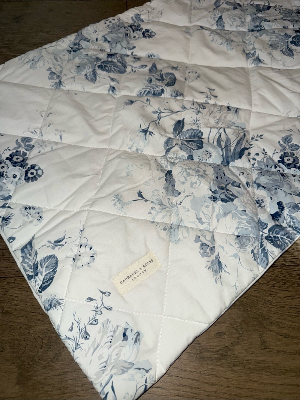 Cabbages and Roses London rectangular pillow cushion cover, blue roses/ stripes - Picture 4 of 5
